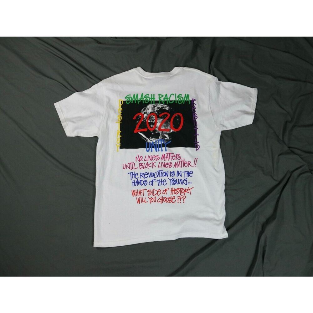 New Stussy T Shirt Mens 8 Ball M Earth in the Corner Pocket BLACK LIVES MATTER